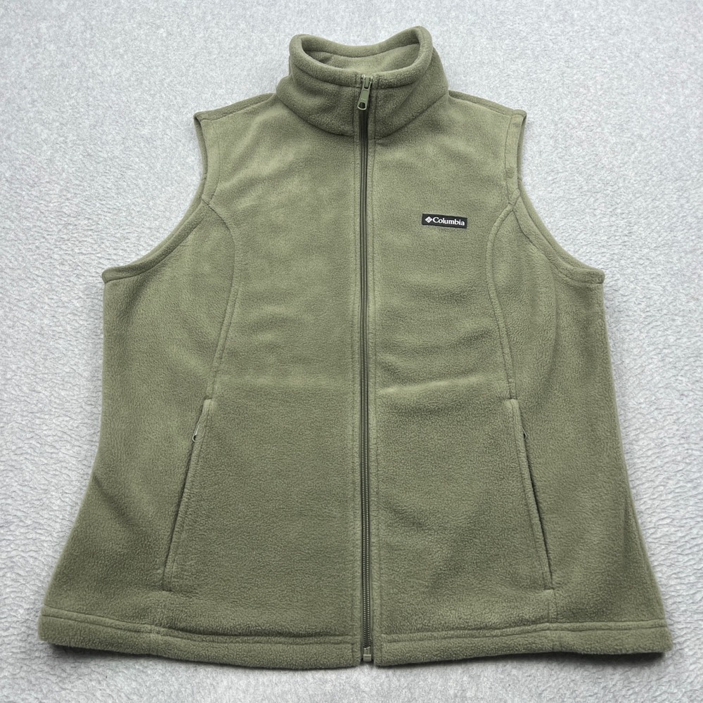 Columbia Sawyer Rapids 2.0 Fleece Vest Womens XL Green Full Zip Mock Neck Pocket